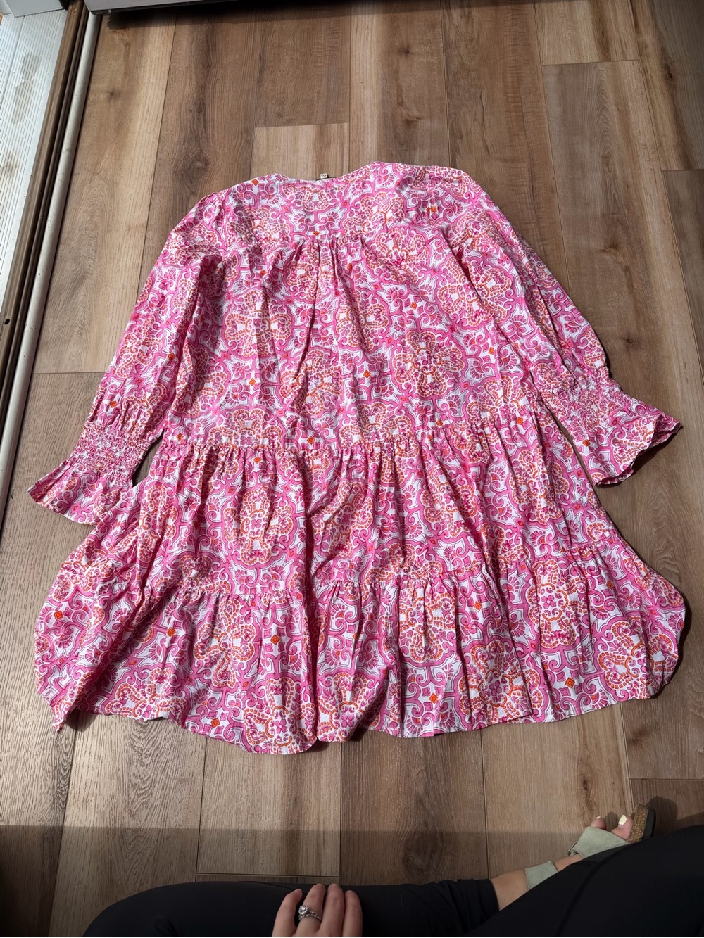 Tuckernuck Kenzo XXL Pink Orange Paisley Tiered Dress Boho Mini - Picture 4 of 5